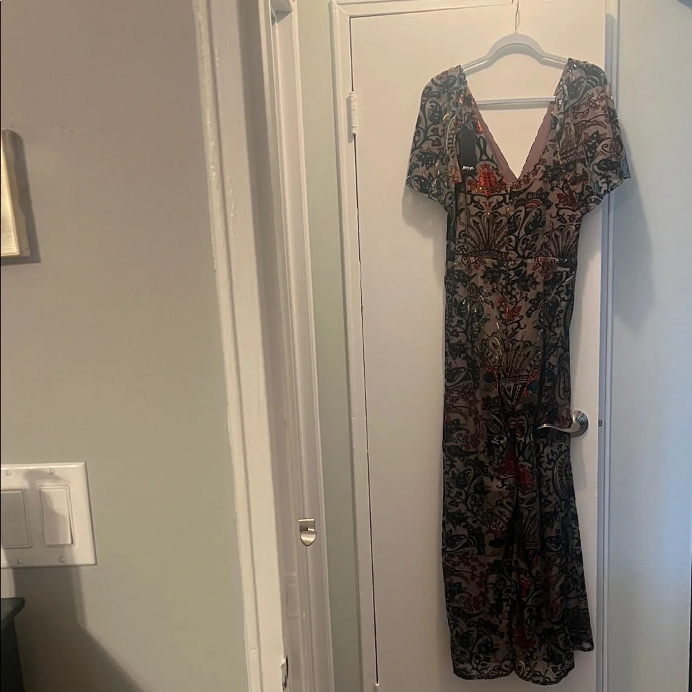 Nasty Gal Paisley Devore Angel Sleeve Jumpsuit - Picture 6 of 6